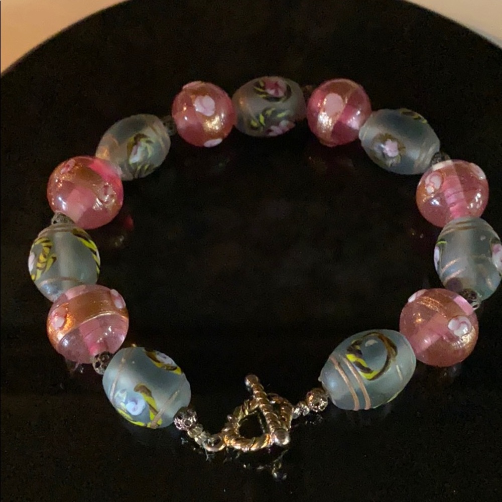 Painted Glass bead Bracelet. NWOT